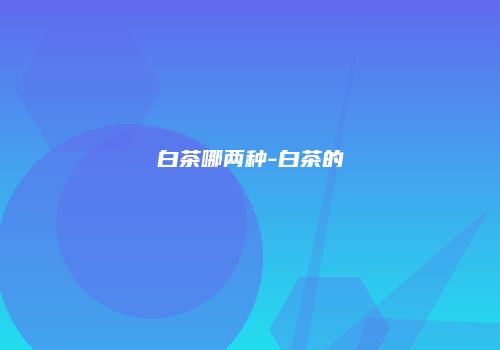 白茶哪两种-白茶的