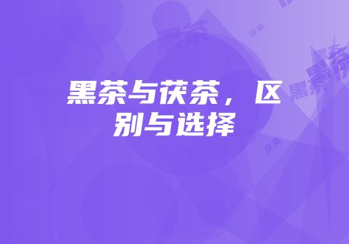 黑茶与茯茶，区别与选择