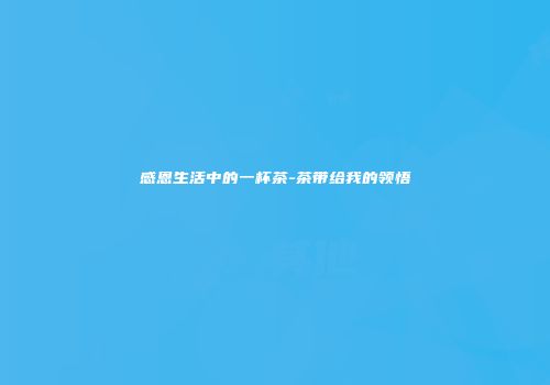 感恩生活中的一杯茶-茶带给我的领悟