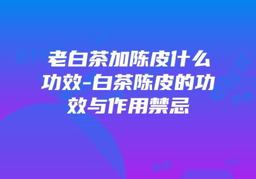 老白茶加陈皮什么功效-白茶陈皮的功效与作用禁忌