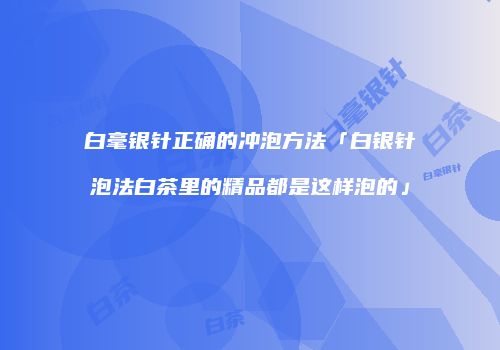 白毫银针正确的冲泡方法「白银针泡法白茶里的精品都是这样泡的」