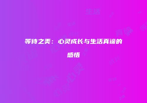 等待之美：心灵成长与生活真谛的感悟