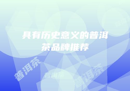 具有历史意义的普洱茶品牌推荐