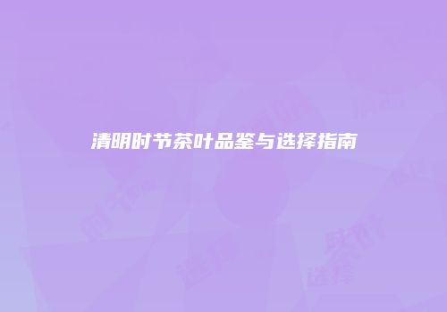 清明时节茶叶品鉴与选择指南