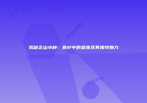揭秘正山小种：茶叶中的望族及其独特魅力
