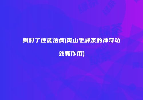 喝对了还能治病(黄山毛峰茶的神奇功效和作用)