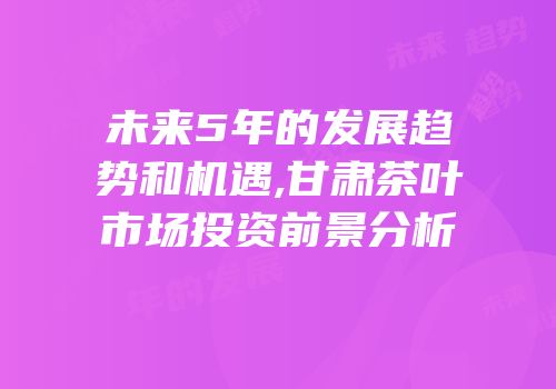 未来5年的发展趋势和机遇,甘肃茶叶市场投资前景分析
