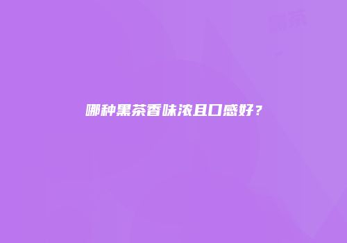 哪种黑茶香味浓且口感好？