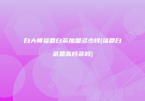 白大师福鼎白茶加盟多少钱(福鼎白茶是高档茶吗)