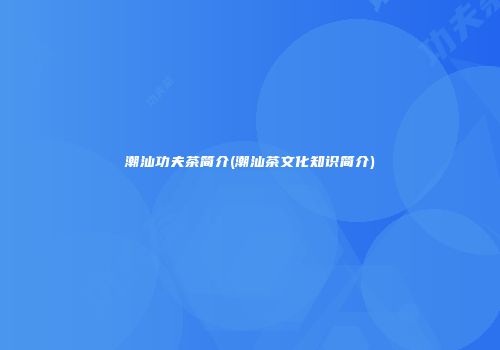 潮汕功夫茶简介(潮汕茶文化知识简介)