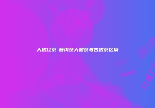 大树红茶-普洱茶大树茶与古树茶区别