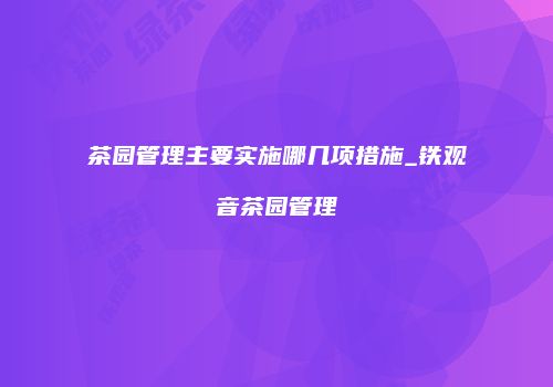 茶园管理主要实施哪几项措施_铁观音茶园管理