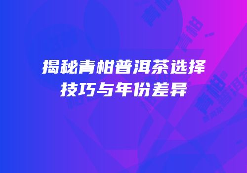 揭秘青柑普洱茶选择技巧与年份差异