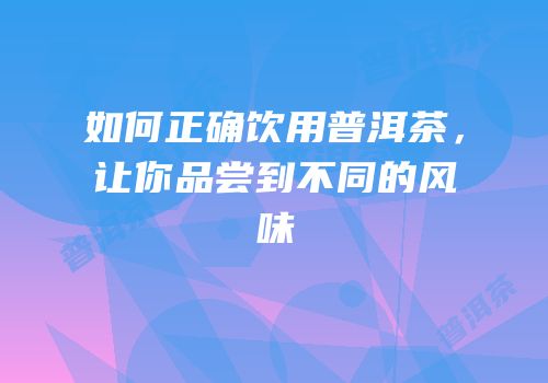 如何正确饮用普洱茶，让你品尝到不同的风味