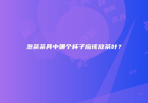 泡茶茶具中哪个杯子应该放茶叶？