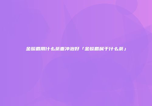 金骏眉用什么茶壶冲泡好「金骏眉属于什么茶」