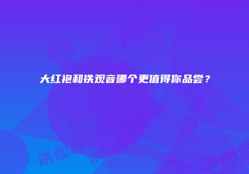 大红袍和铁观音哪个更值得你品尝？