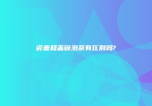 瓷壶和盖碗泡茶有区别吗?