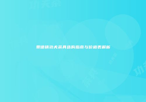 景德镇功夫茶具选购指南与价格表解析