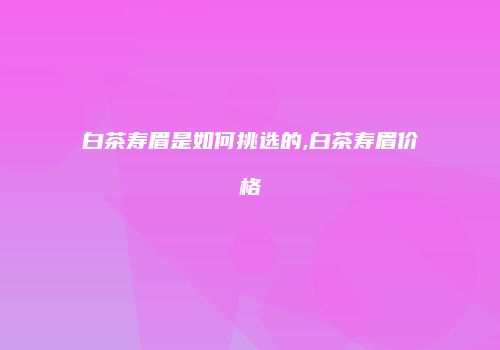 白茶寿眉是如何挑选的,白茶寿眉价格