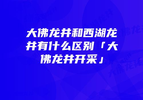 大佛龙井和西湖龙井有什么区别「大佛龙井开采」