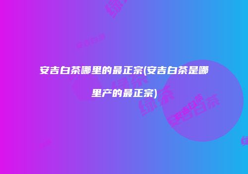 安吉白茶哪里的最正宗(安吉白茶是哪里产的最正宗)