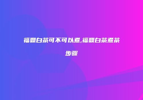 福鼎白茶可不可以煮,福鼎白茶煮茶步骤