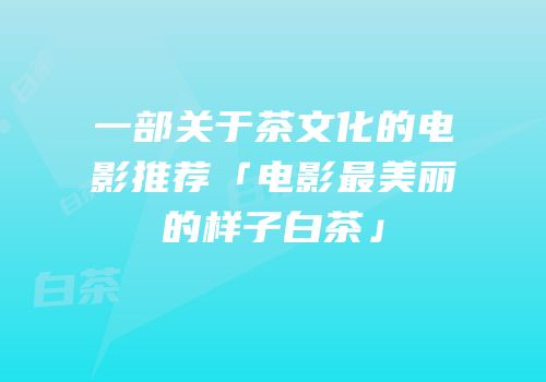一部关于茶文化的电影推荐「电影最美丽的样子白茶」