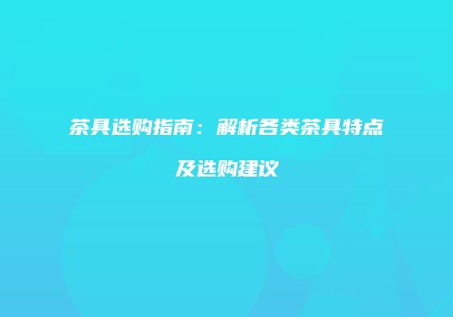 茶具选购指南：解析各类茶具特点及选购建议
