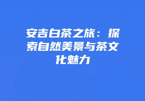 安吉白茶之旅：探索自然美景与茶文化魅力