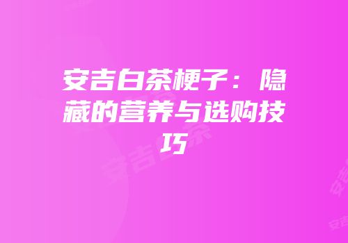 安吉白茶梗子：隐藏的营养与选购技巧