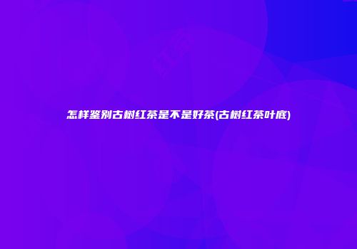 怎样鉴别古树红茶是不是好茶(古树红茶叶底)