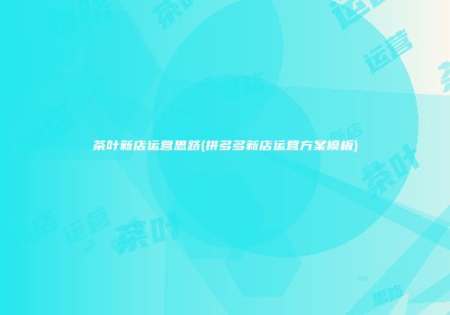 茶叶新店运营思路(拼多多新店运营方案模板)