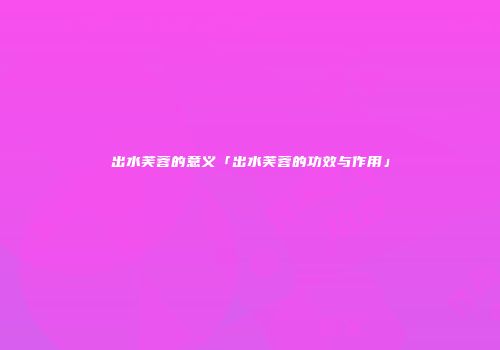 出水芙蓉的意义「出水芙蓉的功效与作用」