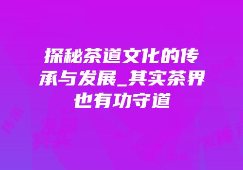 探秘茶道文化的传承与发展_其实茶界也有功守道
