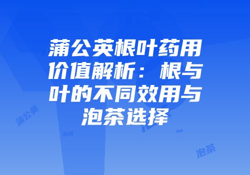 蒲公英根叶药用价值解析：根与叶的不同效用与泡茶选择
