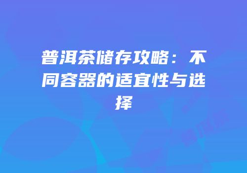 普洱茶储存攻略：不同容器的适宜性与选择