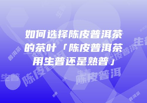 如何选择陈皮普洱茶的茶叶「陈皮普洱茶用生普还是熟普」