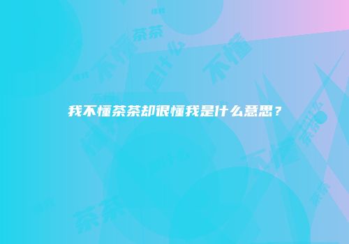 我不懂茶茶却很懂我是什么意思？