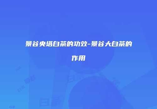 景谷央塔白茶的功效-景谷大白茶的作用