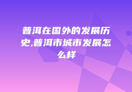 普洱在国外的发展历史,普洱市城市发展怎么样