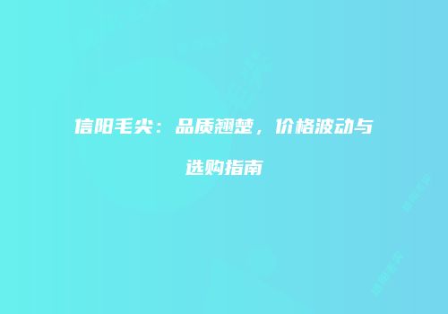 信阳毛尖：品质翘楚，价格波动与选购指南