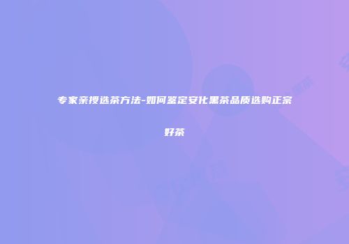 专家亲授选茶方法-如何鉴定安化黑茶品质选购正宗好茶