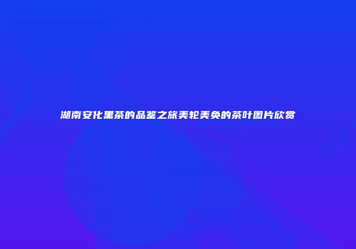 湖南安化黑茶的品鉴之旅美轮美奂的茶叶图片欣赏