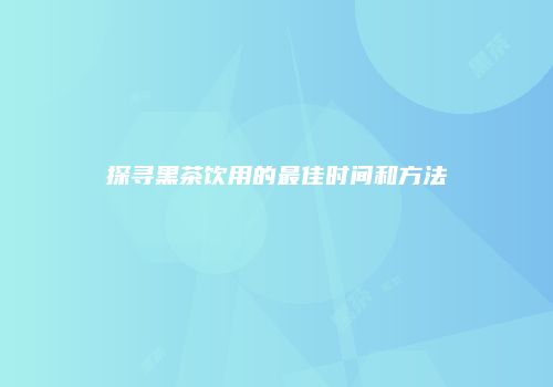 探寻黑茶饮用的最佳时间和方法