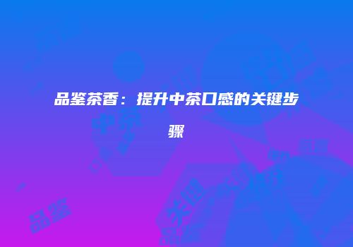 品鉴茶香：提升中茶口感的关键步骤
