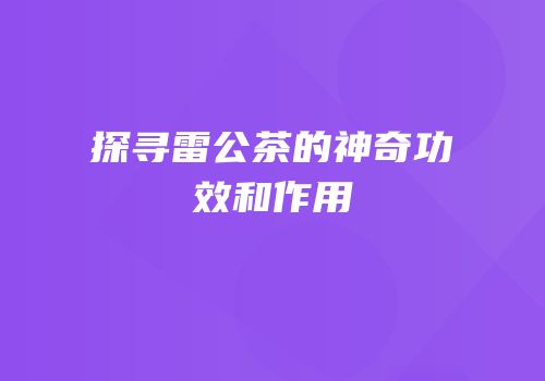探寻雷公茶的神奇功效和作用