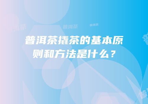 普洱茶撬茶的基本原则和方法是什么？