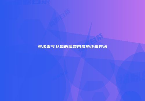 煮出香气扑鼻的福鼎白茶的正确方法