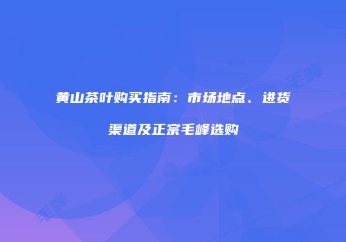 黄山茶叶购买指南：市场地点、进货渠道及正宗毛峰选购